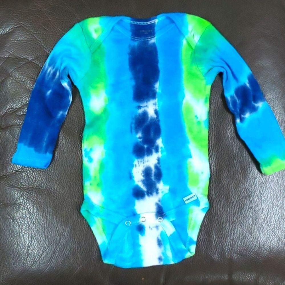 Gerber 12 months handmade cotton tie dye lime blue
